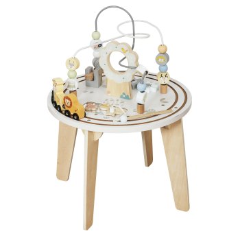 Деревянный развивающий столик с железной дорогой для малышей