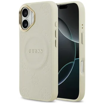 Guess Peony Hot Stamp MagSafe iPhone 17 vāciņš – bēšs | Phone Case Cover