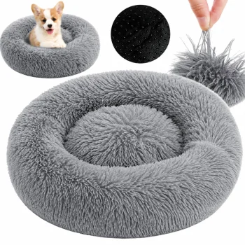 Pet Bed for Dogs and Cats, Round, 50cm, Grey