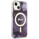 Guess iPhone 14 vāciņš Golden Marble MagSafe, violets