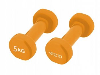 4Fizjo Vinyl Dumbbells Weight for Fitness Aerobics Sports Strength Training 2 x 5 kg, Orange