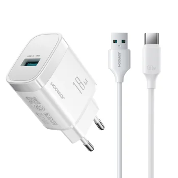 USB sienas lādētājs Joyroom JR-TF4 18W ar USB-C kabeli balts