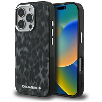 Karl Lagerfeld IML Leopard raksta MagSafe vāciņš iPhone 16 Pro Max – melns | Phone Case Cover