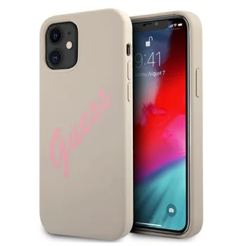 Guess iPhone 12 mini чехол Silicone Vintage, серо-розовый
