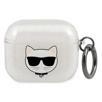 Чехол Karl Lagerfeld Glitter Choupette для AirPods 3, Серебристый