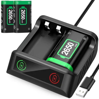 Аккумулятор для геймпада Xbox Series X S 2x 2650mAh с зарядкой, черно-зеленый