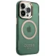 Guess iPhone 14 Pro Max vāciņš Gold Outline Translucent MagSafe, zaļš