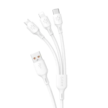 Кабель 3-в-1 Dudao L8A-3in1 USB на USB-C/micro USB/Lightning, 1.2м, белый