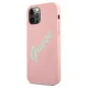 Guess iPhone 12 Pro Max vāciņš Silicone Vintage Script, rozā/zaļš