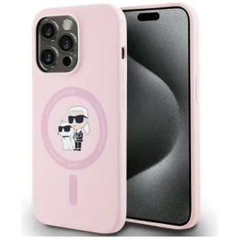 Karl Lagerfeld iPhone 14 Pro Max Case Silicone KC Body Ring MagSafe, Pink
