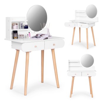 Modern Dressing Table with Mirror and Shelves ModernHome, White