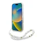 Guess iPhone 16 Pro Case IML Flowers Allover Electro with Pearl Strap, White