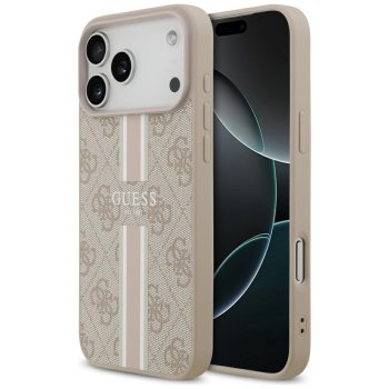 Guess 4G Printed Stripes MagSafe vāciņš iPhone 17 Pro Max telefonam – rozā | Phone Case Cover