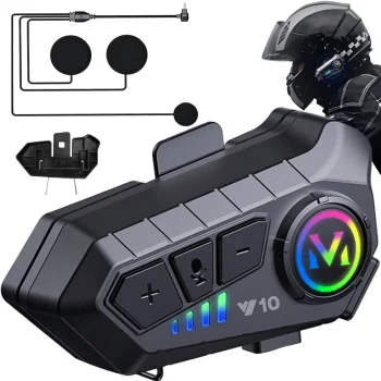 Motocikla Bluetooth 5.3 interkoms Y10 ar balss asistentu un IPX6