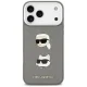 Чехол Karl Lagerfeld Grained Karl & Choupette Heads Pins для iPhone 17 Pro Max, Серый