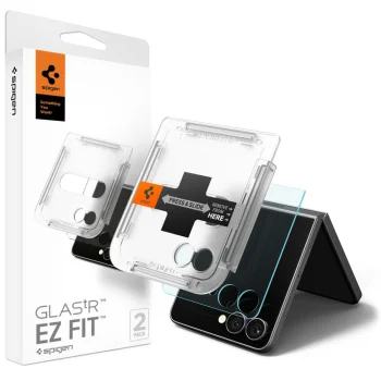 Spigen Glas.TR EZ Fit aizsargstikls priekš Samsung Galaxy Z Flip 7, 2 gab., caurspīdīgs
