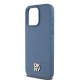 DKNY Leather Monogram Pattern Metal Logo MagSafe vāciņš iPhone 15 Pro Max, zils