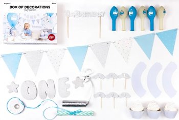 Decorations for babies' first birthday 33 pcs, blue
