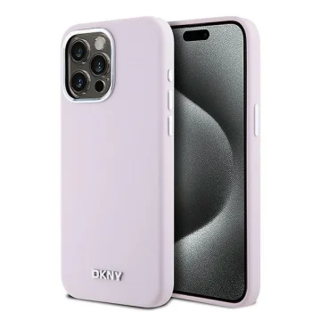 Apple iPhone 15 Pro Max 6.7'' DKNY Liquid Silicone Small Metal Logo MagSafe Case Cover, Pink