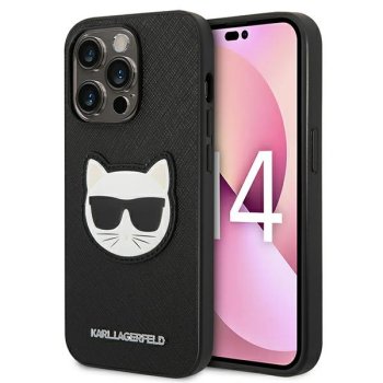 Karl Lagerfeld Saffiano Choupette Head Patch Case for iPhone 14 Pro Max Black