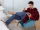 Теплая толстовка-плед оверсайз с капюшоном, красная в клетку