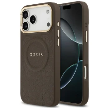 Guess Peony Hot Stamp MagSafe ümbris iPhone 18 Pro Max / 17 Pro Max jaoks, pruun