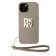 DKNY iPhone 15 / 14 / 13 vāciņš Wrist Strap Stock Logo, bēšs
