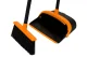 Long Handle Broom and Dustpan Set 2-in-1 Upright Sweeper, Black-Orange
