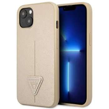 Apple iPhone 14 6.1'' Guess SaffianoTriangle Logo Case Cover (GUHCP14SPSATLE), Beige