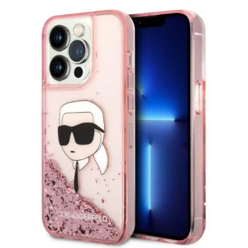 Чехол Karl Lagerfeld Liquid Glitter Karl's Head для iPhone 14 Pro - Розовый