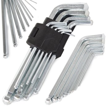 Hex Key Set Ball End 9 Piece Allen Wrench Kit 1.5-10mm for Tight Spaces