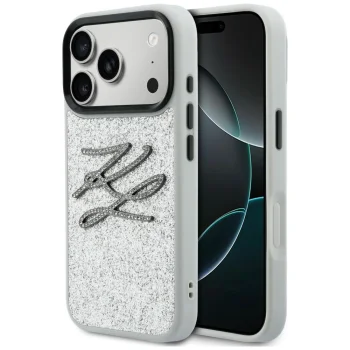 Karl Lagerfeld IML Glitter KL Diamond Logo Phone Case Cover iPhone 17 Pro Max - silver
