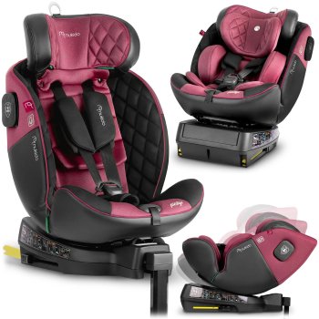 Nukido Prestige Line Autokrēsliņš Melns-rozā 0-36 kg ISOFIX | Baby Car Seat