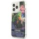 Guess iPhone 13 Pro Max vāciņš Flower Liquid Glitter Zils