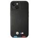 Чехол BMW для iPhone 14 Plus Leather Stamp Tricolor MagSafe, черный