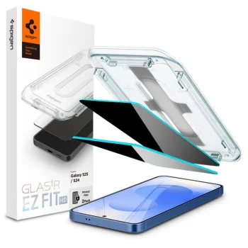Spigen Glas.TR Ez Fit Privacy aizsargstikls Samsung Galaxy S24 / S25, 2 gab.
