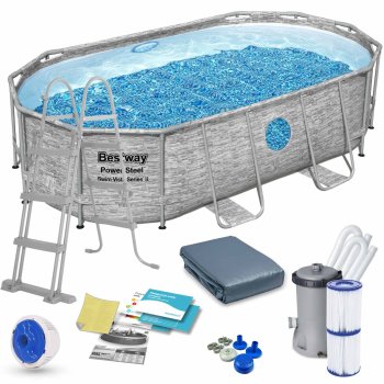 Bestway Power Steel Frame Swimming Pool Set 427x250x100cm 12-in-1 56714N