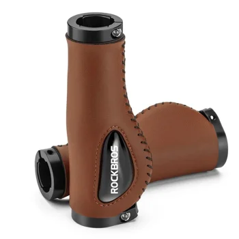 Rockbros 40720001002 Bicycle Handlebar Grips, Eco Leather, Brown