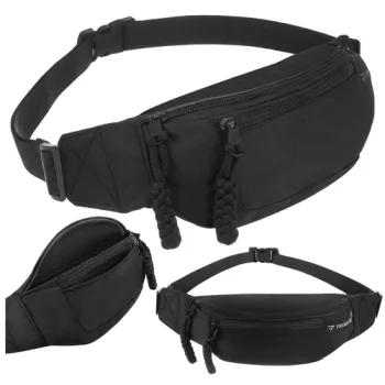 Skriešanas josta Trizand 2L, unisex gurnu soma telefonam un atslēgām, melna