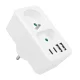 Kontaktligzdu sadalītājs Maclean MCE249 F/W, 2 ligzdas, 2x USB-A, 2x USB-C PD 20W, balts