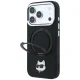 Чехол Karl Lagerfeld Ring Stand 360 Choupette Head Pin MagSafe для iPhone 18 Pro / 17 Pro, черный