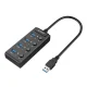 Orico USB 3.0. Hub with switches, 5x USB (black)