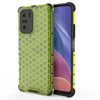 Vāciņš Honeycomb priekš Xiaomi Poco F3 / Redmi K40 Pro / K40 ar TPU apmali, zaļš