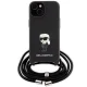 Karl Lagerfeld iPhone 15 Case Saffiano Ikonik Monogram Crossbody, Black