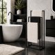 ModernHome brīvi stāvošs metāla dvieļu statīvs, 3 līmeņi, melns
