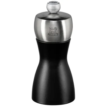 Peugeot Fidji Salt Mill 12 cm, Beech Wood and Stainless Steel, Matt Black
