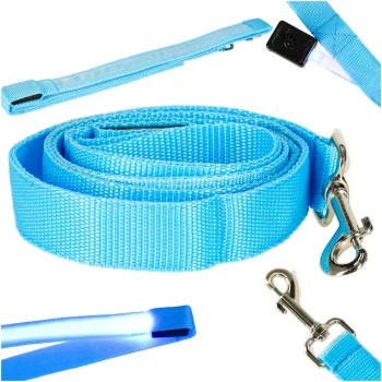 Spīdoša LED suņu pavada pastaigām tumsā, 1,2 m, zila