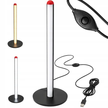 Black LED Desk Lamp with 3 Light Colors and Brightness Control, 25 cm