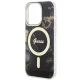 Guess iPhone 14 Pro vāciņš Golden Marble MagSafe, melns