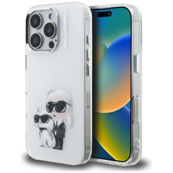Karl Lagerfeld IML Aquarelle Karl & Choupette & Logo vāciņš iPhone 16 Pro Max telefonam - balts | Phone Case Cover